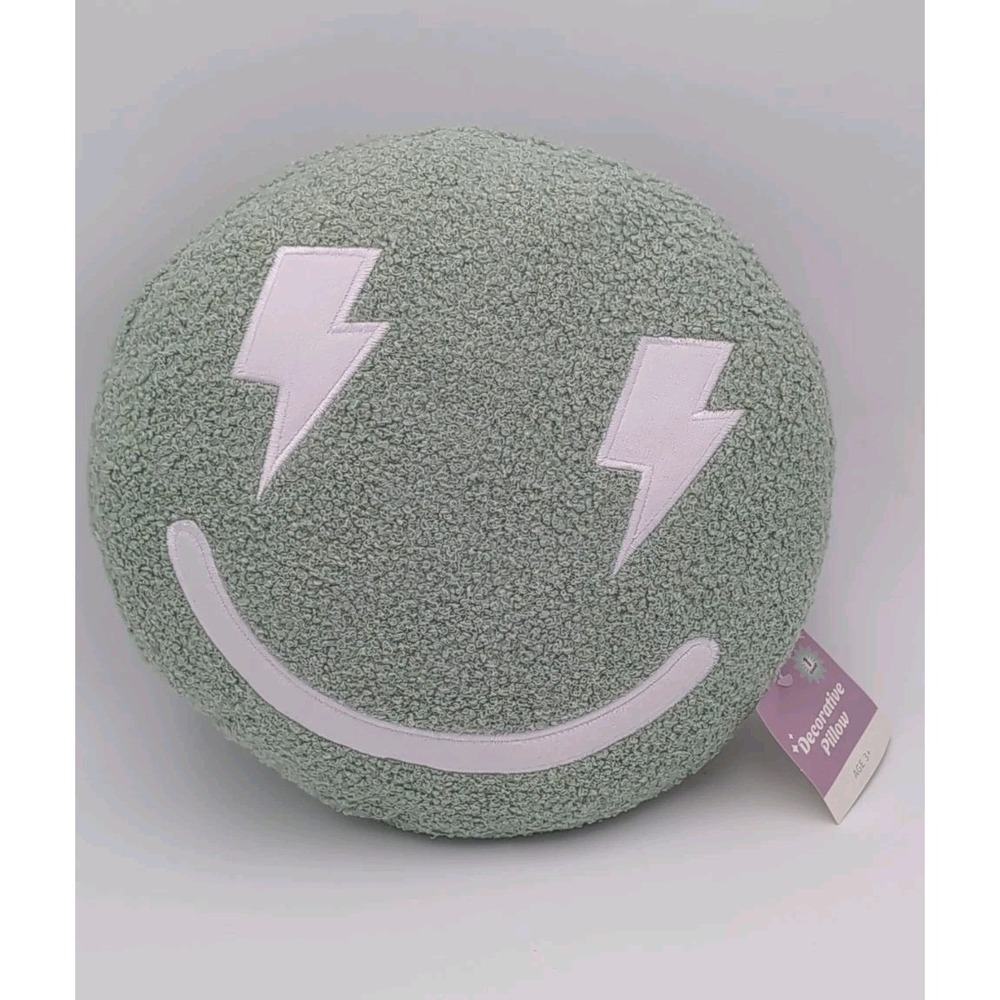 Target Bullseye Playground Green Lightning Bolt Smiley Face Emoji Pillow 2025